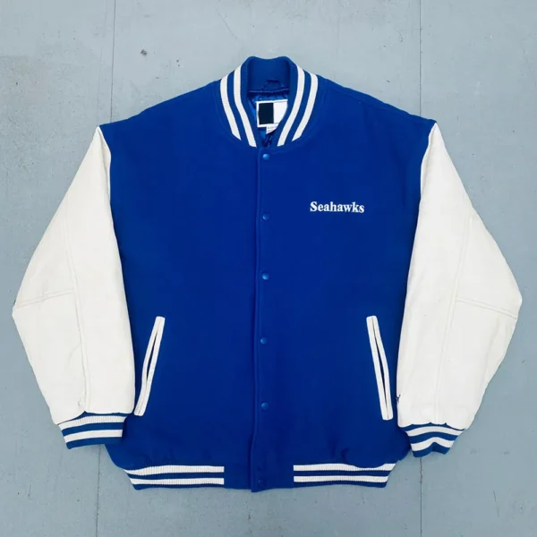 1990s Seattle Seahawks Royal and White Varsity Jacket