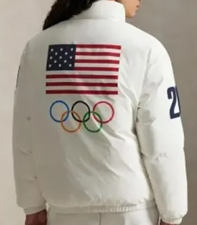 2026 Olympic Team USA White Puffer Jacket