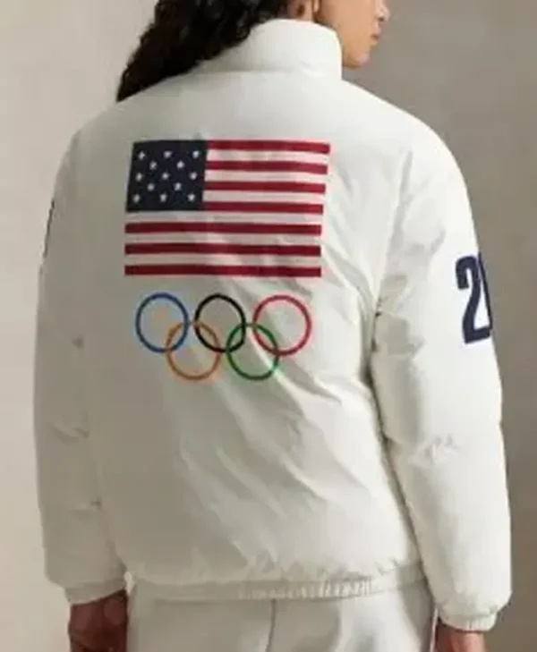 2026 Olympic Team USA White Puffer Jacket
