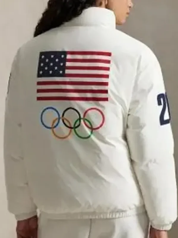 2026 Olympic Team USA White Puffer Jacket