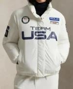 2026 Olympic Team USA White Puffer Jacket