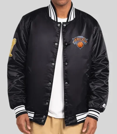 2026 Champions New York Knicks Black Satin Jacket