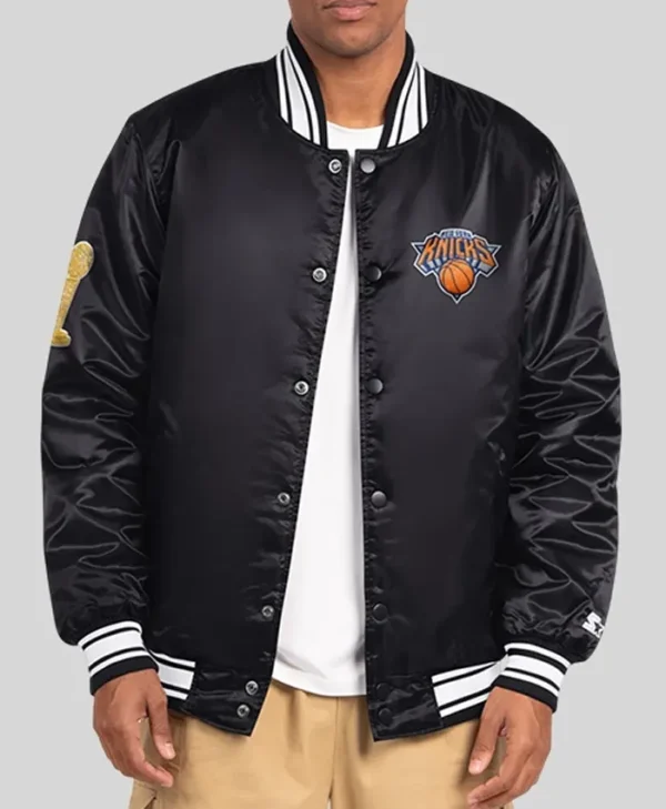 2026 Champions New York Knicks Black Satin Jacket