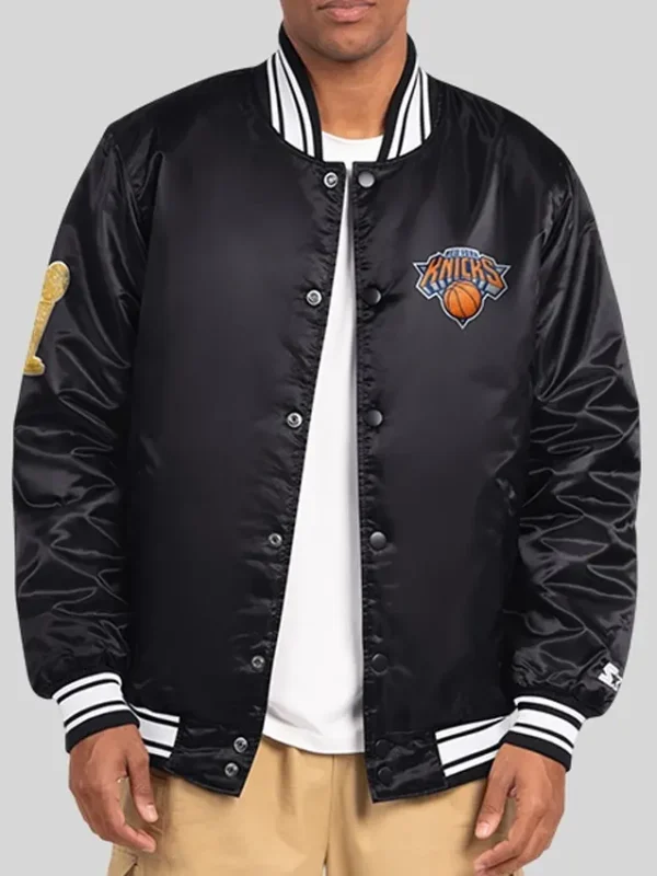 2026 Champions New York Knicks Black Satin Jacket