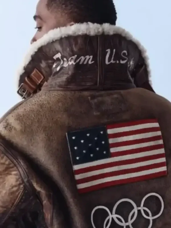 2026 Team USA Brown Leather Flight Jacket