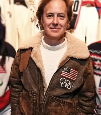 2026 Team USA Brown Leather Flight Jacket