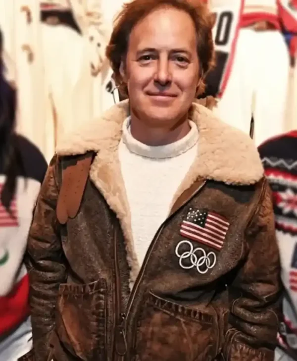 2026 Team USA Brown Leather Flight Jacket