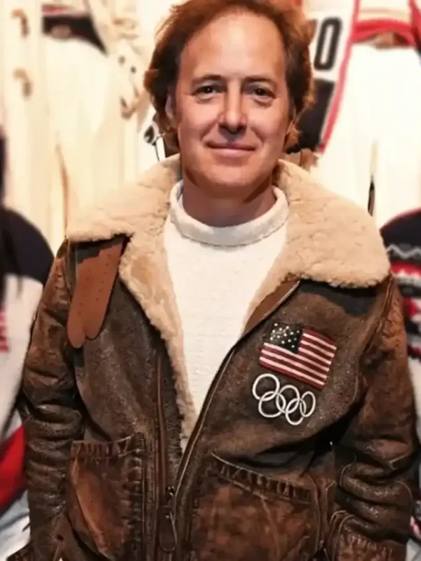 2026 Team USA Brown Leather Flight Jacket
