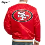 49ERS San Francisco Red/Black Satin Bomber Jacket