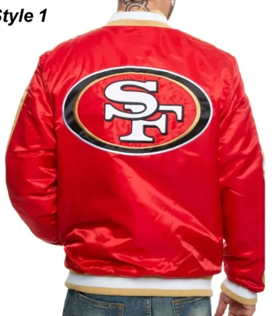 49ERS San Francisco Red/Black Satin Bomber Jacket