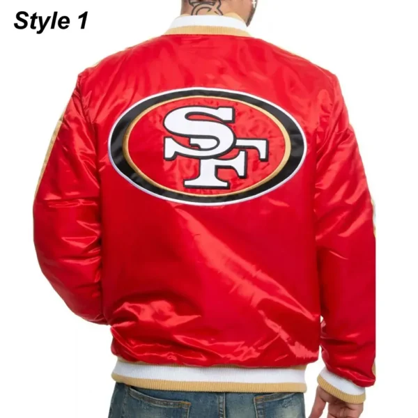 49ERS San Francisco Red/Black Satin Bomber Jacket