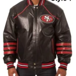 49ers San Francisco SF Varsity Striped Leather Jacket