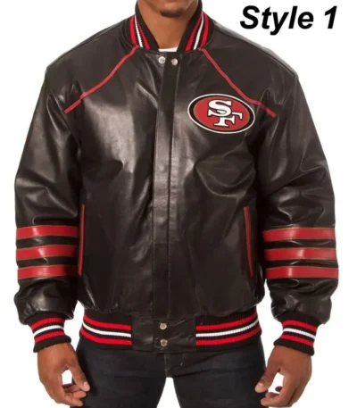 49ers San Francisco SF Varsity Striped Leather Jacket