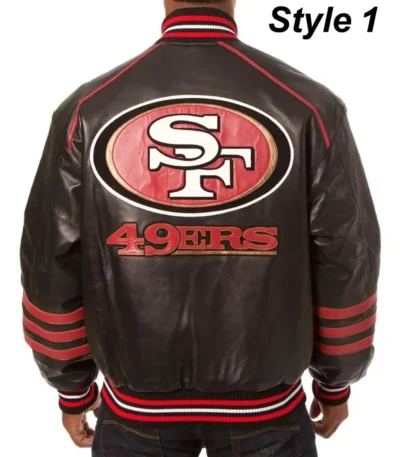 49ers San Francisco SF Varsity Striped Leather Jacket