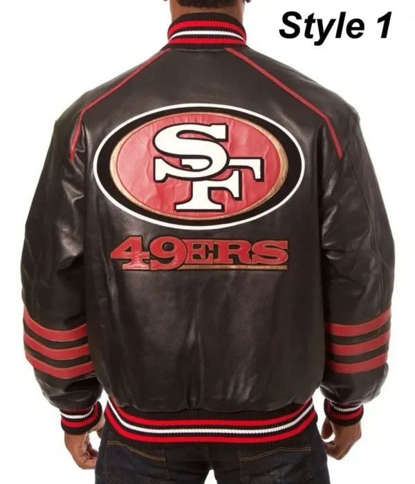 49ers San Francisco SF Varsity Striped Leather Jacket