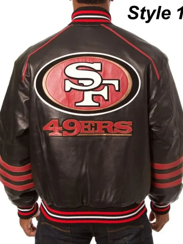 49ers San Francisco SF Varsity Striped Leather Jacket