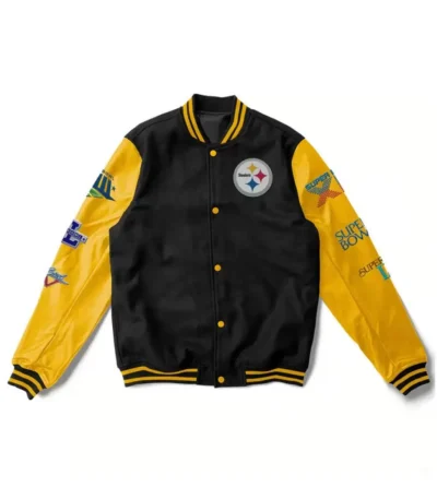 6X Pittsburgh Steelers Super Bowl Champions Yellow-Black Varsity Jacket