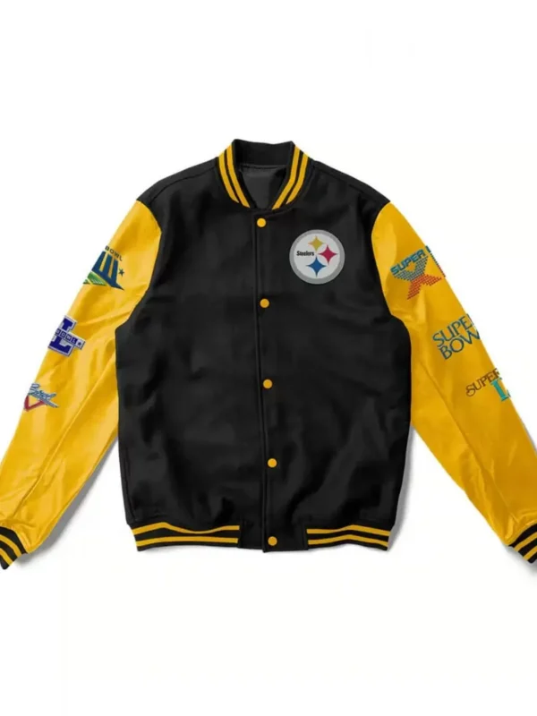 6X Pittsburgh Steelers Super Bowl Champions Yellow-Black Varsity Jacket