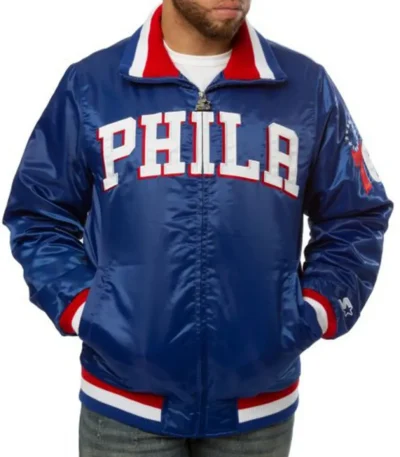76ers Philadelphia Bomber Blue Jacket