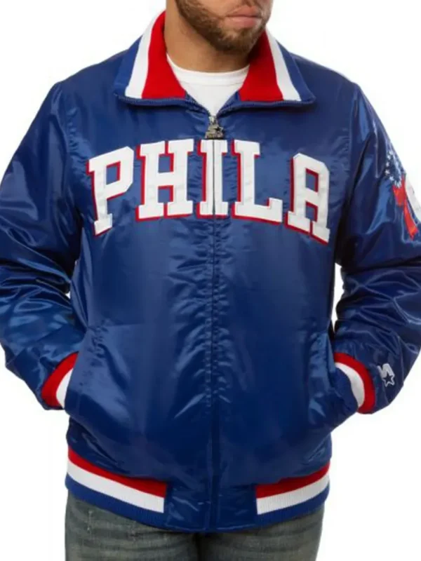 76ers Philadelphia Bomber Blue Jacket