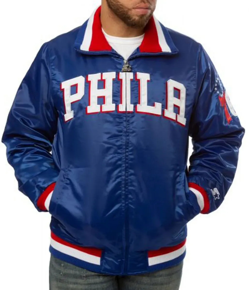 76ers Philadelphia Bomber Blue Jacket 76ers Philadelphia Bomber Blue Jacket