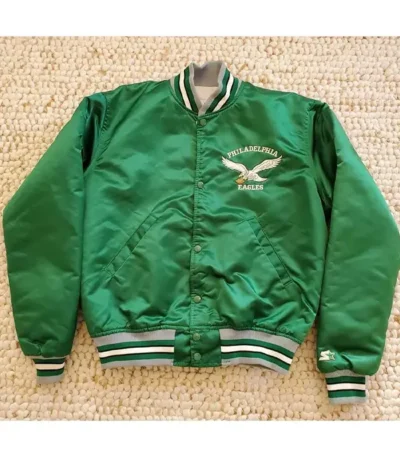 80’s Philadelphia Eagles Bomber Green Satin Jacket
