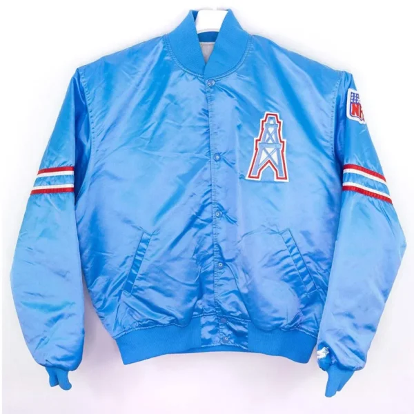 90s Houston Oilers Blue Satin Jacket