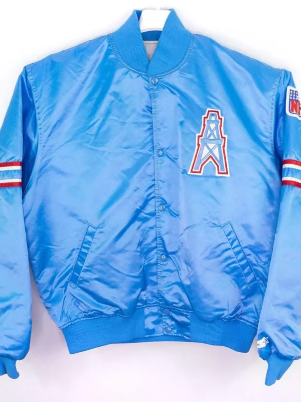 90s Houston Oilers Blue Satin Jacket