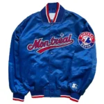 90s Montreal Expos Bomber Blue Satin Jacket