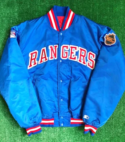 90s NY Rangers Blue Bomber Jacket