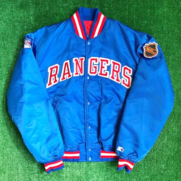 90s NY Rangers Blue Bomber Jacket