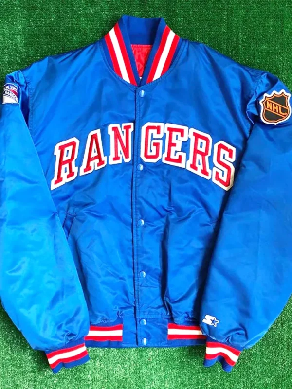 90s NY Rangers Blue Bomber Jacket