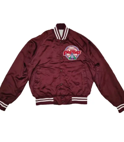 90s Philadelphia Phillies Maroon Satin Jacket