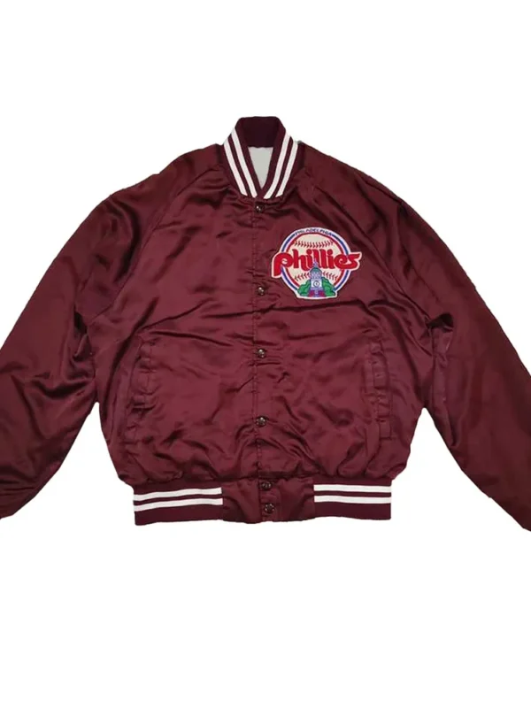 90s Philadelphia Phillies Maroon Satin Jacket