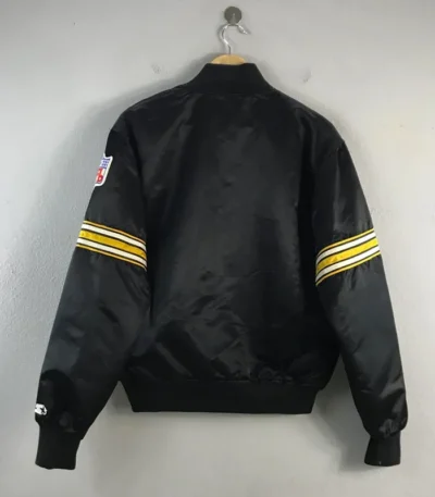 90s Pittsburgh Steelers Bomber Black Satin Jacket