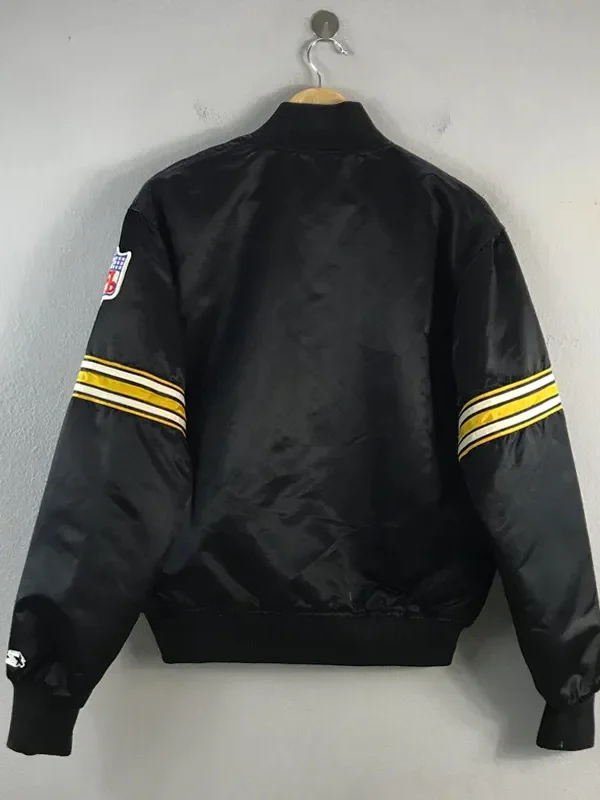 90s Pittsburgh Steelers Bomber Black Satin Jacket