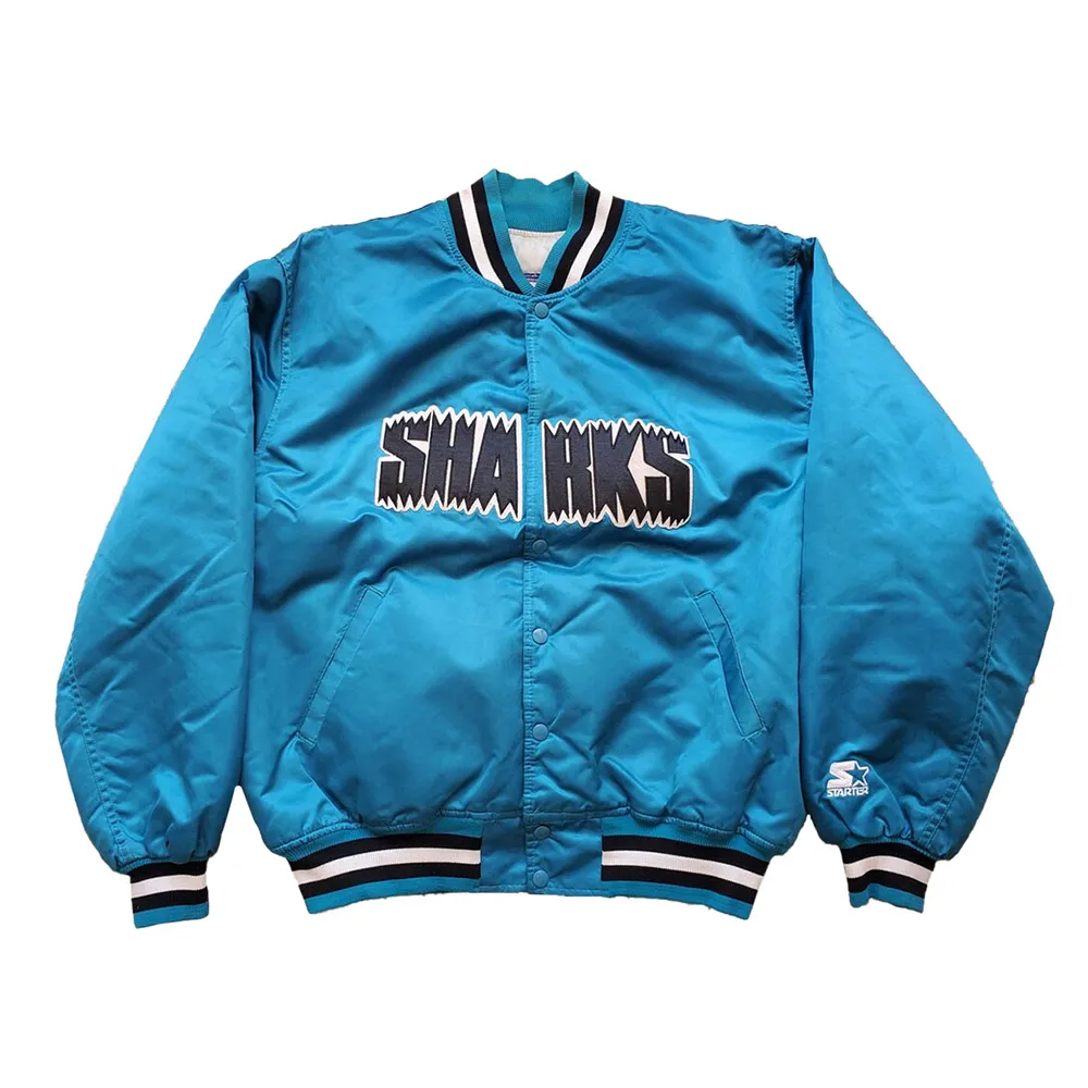 90s San Jose Sharks Blue Satin Jacket 90s San Jose Sharks Blue Satin Jacket
