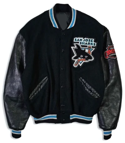 90s San Jose Sharks Delong Black Varsity Jacket