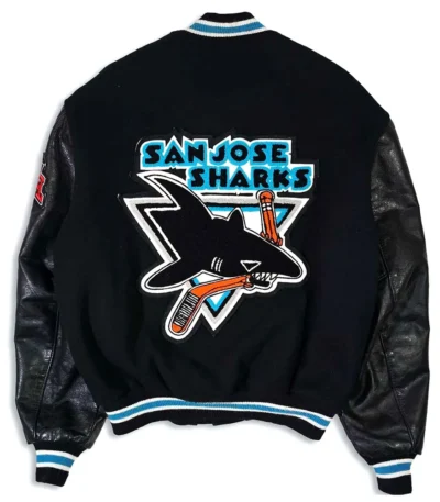 90s San Jose Sharks Delong Black Varsity Jacket