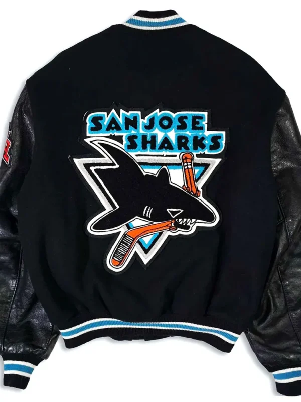 90s San Jose Sharks Delong Black Varsity Jacket
