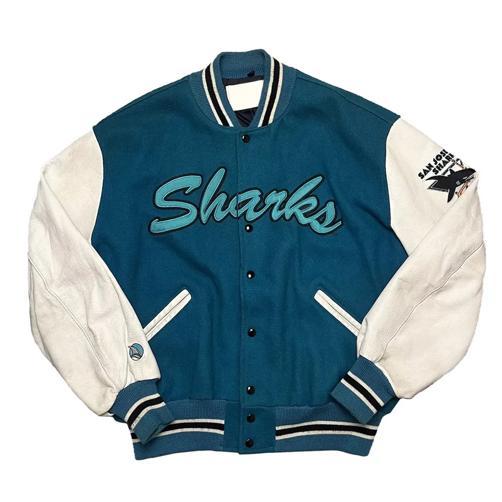 90s San Jose Sharks Teal Blue Varsity Jacket 90s San Jose Sharks Teal Blue Varsity Jacket