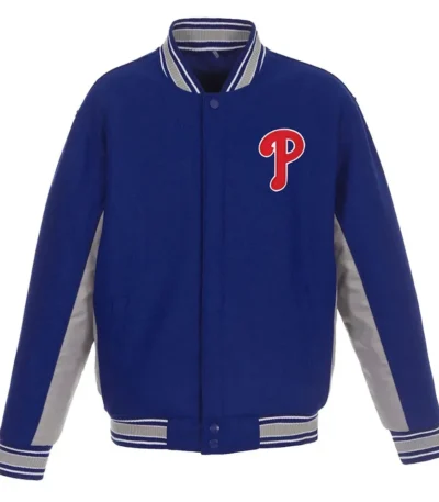 Accent Philadelphia Phillies Blue and Gray Varsity Jacket