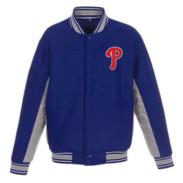 Accent Philadelphia Phillies Blue and Gray Varsity Jacket