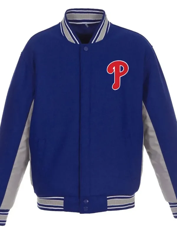 Accent Philadelphia Phillies Blue and Gray Varsity Jacket