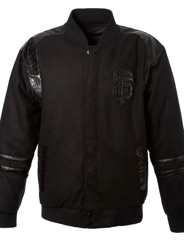 Alligator San Francisco Giants Logo Embroidered Black Wool Jacket