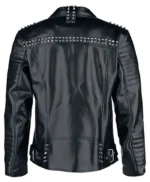 Amelia Black Leather Biker Jacket with Quilted Lining