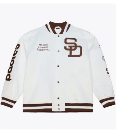 Arctic White San Diego Padres Lightweight Satin Jacket