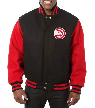 Atlanta Hawks Red and Black Varsity Wool Jacket