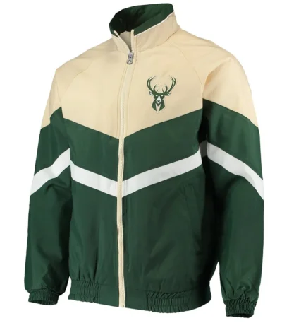Bank Shot Oxford Milwaukee Bucks Green And Cream Jacket