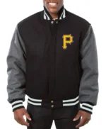 Baseball Pittsburgh Pirates Black and Grey Varsity Wool Jacket